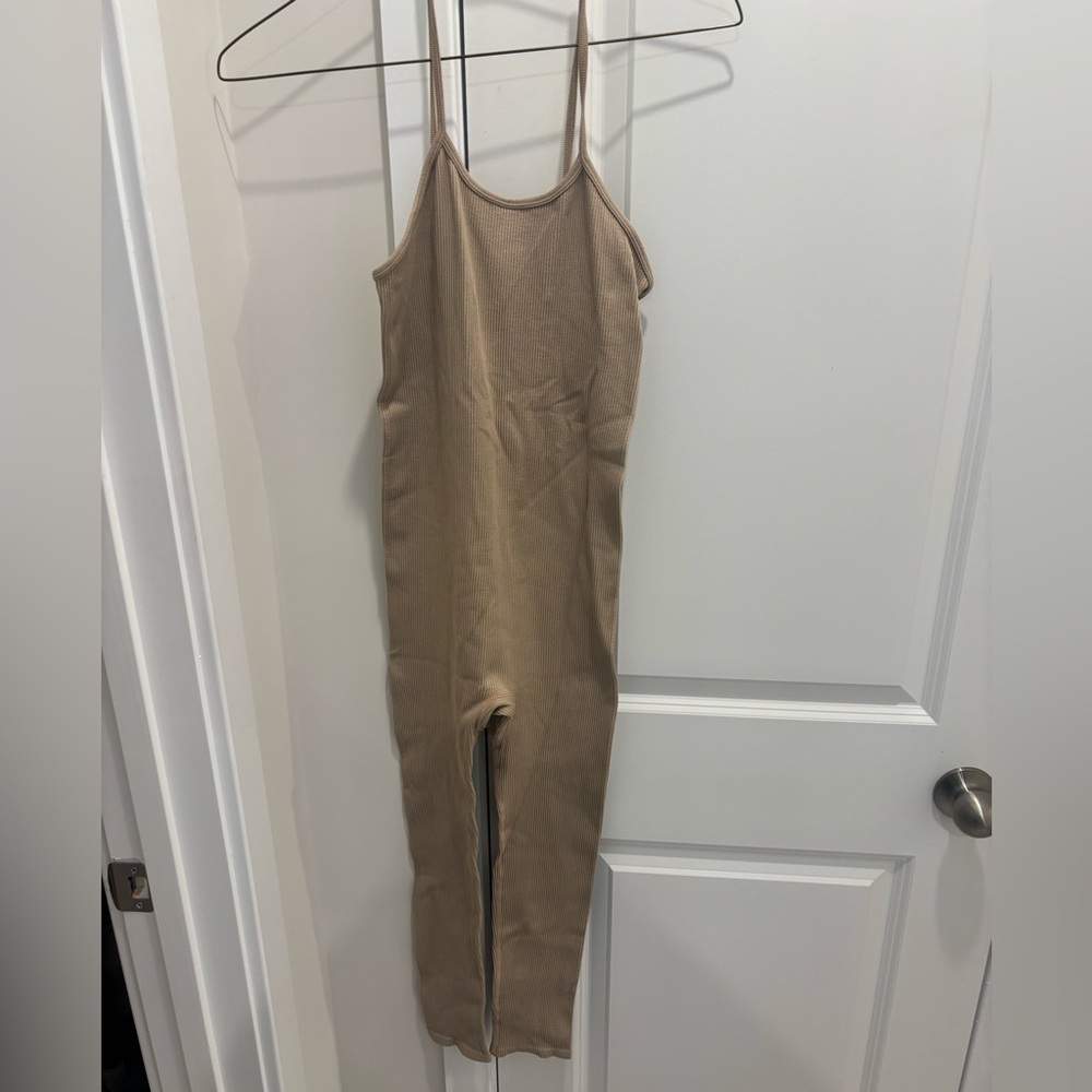 Zara Tan Ribbed Women's Jumpsuit